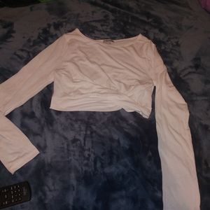White forever 21 crop top long sleeve new